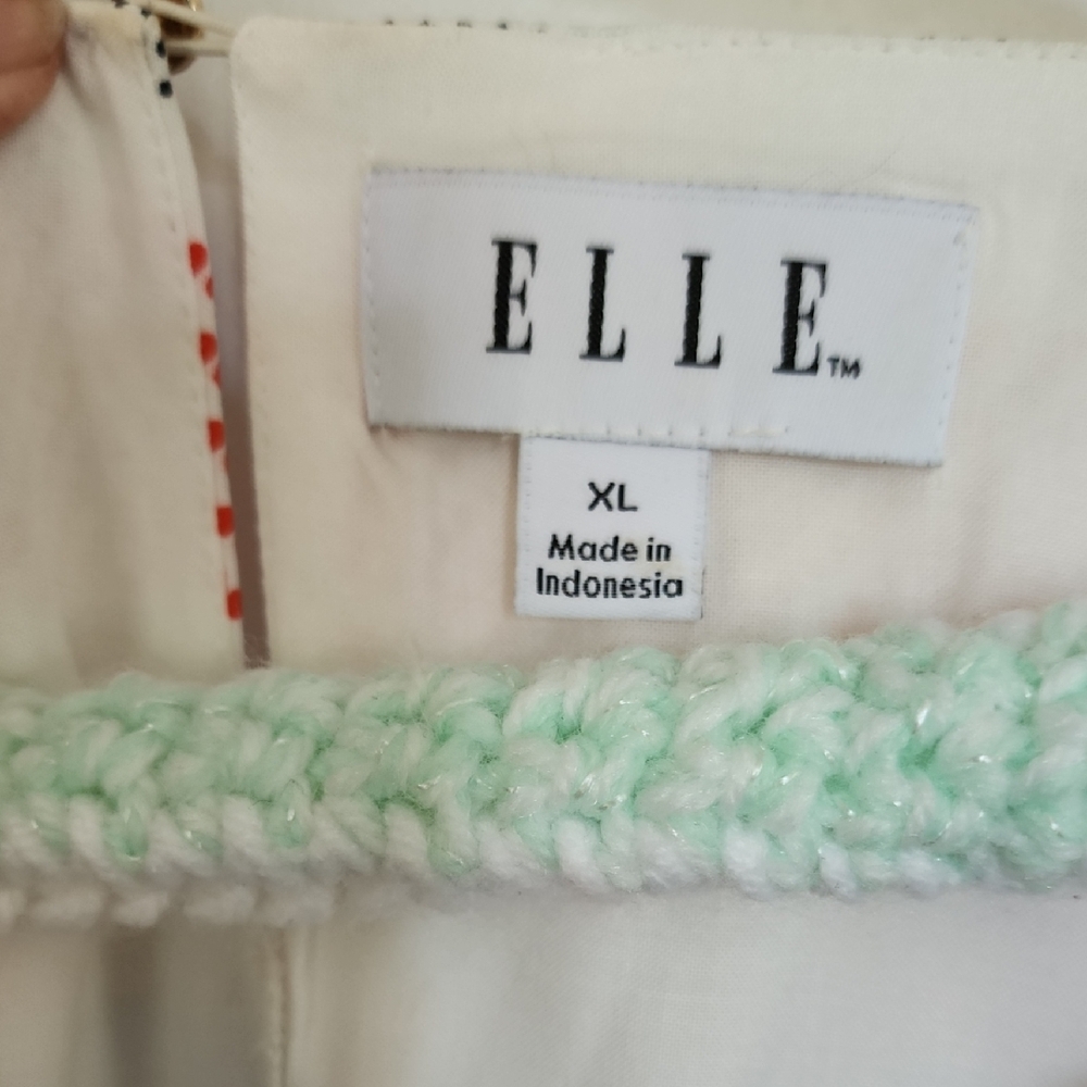 Elle Cream and Mint Knit Accent Top